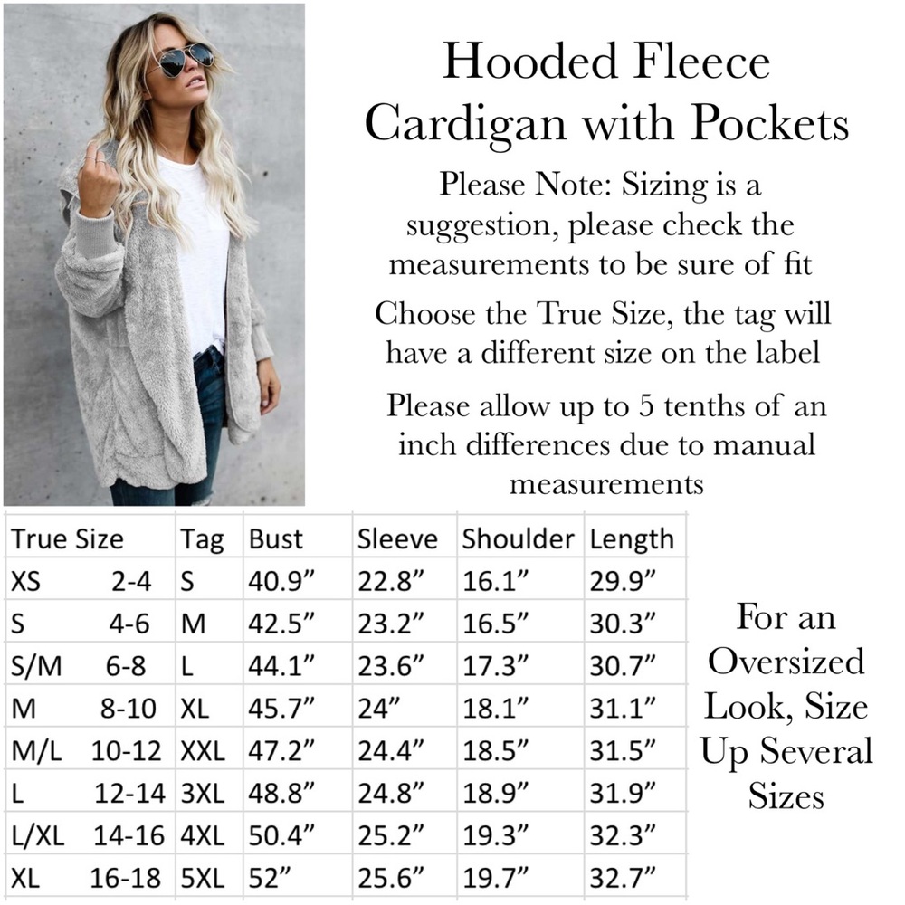 Plush Gray Fleece Hooded Cardigan with Pockets - Picture 11 of 11